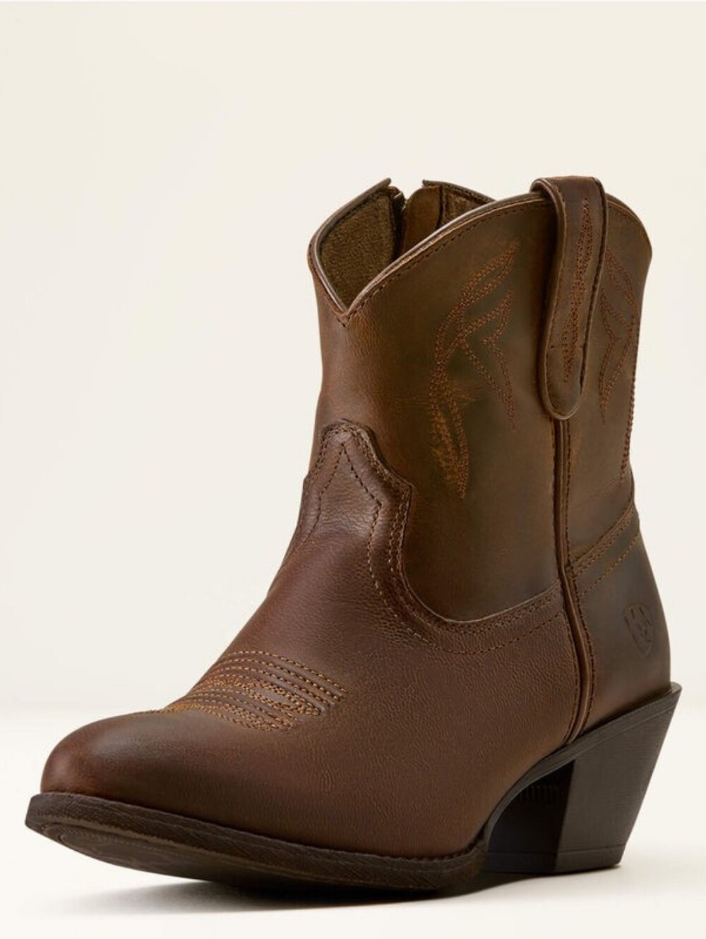 Ariat Brown Leather Western Zip Ankle Boots, Cowgirl Fashion Boots Darlin
